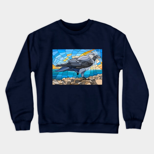 Jackdaw In Glass Crewneck Sweatshirt by Hareguizer